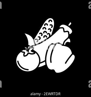Fresh vegetables dark mode glyph icon Stock Vector