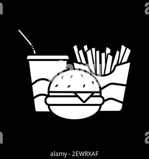 American fast food dark mode glyph icon Stock Vector