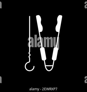 Barbeque utensils dark mode glyph icon Stock Vector