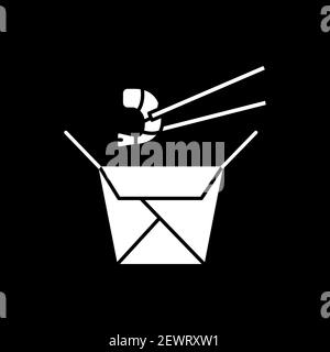 Chinese take out dark mode glyph icon Stock Vector