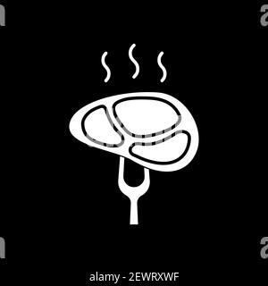 Grilled meat dark mode glyph icon Stock Vector