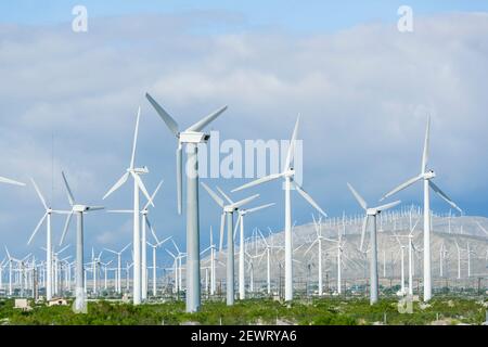 Wind turbines generating electricity, Santa Barbara, California, United States of America, North America Stock Photo