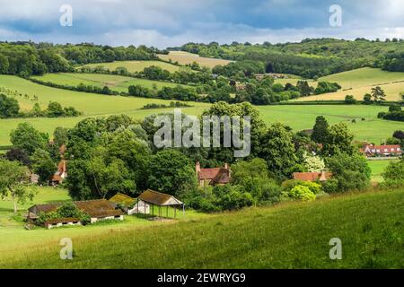 Skirmett village within the lovely Hambleden Valley in the Chiltern Hills near Henley-on-Thames, Skirmett, Buckinghamshire, England, United Kingdom Stock Photo