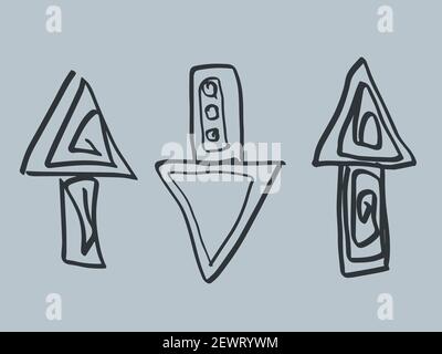 Vector illustration of a set of arrows drawn by hand Stock Vector
