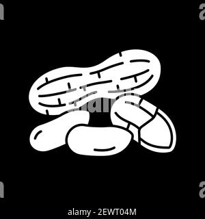 Peanuts dark mode glyph icon Stock Vector