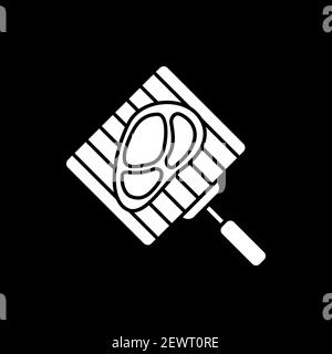 Grilled meat dark mode glyph icon Stock Vector