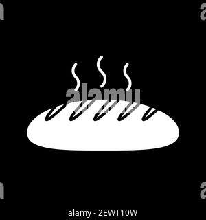 Hot bread dark mode glyph icon Stock Vector