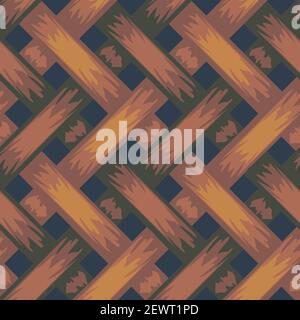 Seamless vector pattern texture with brown colours. Braided wallpaper design textured effect. Woven background. Stock Vector