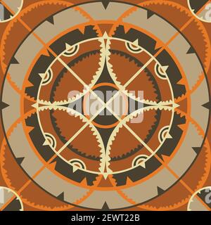 Seamless vector pattern with circles. Brown abstract mosaic background. Textured wallpaper design. Stock Vector