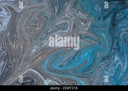 Turquoise aquamarine blue black gray abstract marble granite natural stone texture panorama Stock Photo