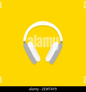 Wireless headphones on yellow background. Stock Vector