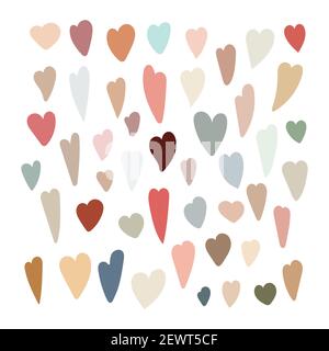 Boho style hearts simple vector illustration in trendy pastel colors, symbol of love, St Valentine day collection for making cards, banners, modern posters Stock Vector