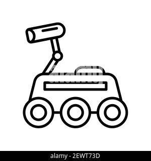 Space rover flat icon. Pictogram for web. Line stroke. Mars rover isolated on white background. Vector eps10 Stock Photo