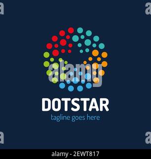 Creative circel or dots star logotype. Star in negative space vector logotype Stock Vector