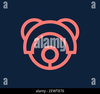Space Robot Bear vectro logo. Toy store simple logotype with bear head illustration. Stock Vector