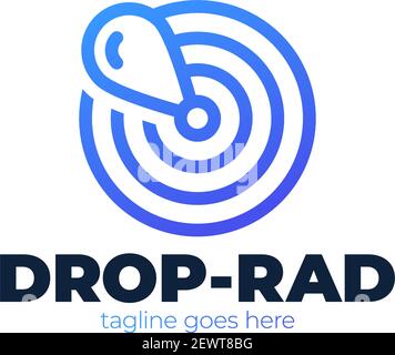 drop radar logo design vector. simple signal radar sign with water drop logotype Stock Vector