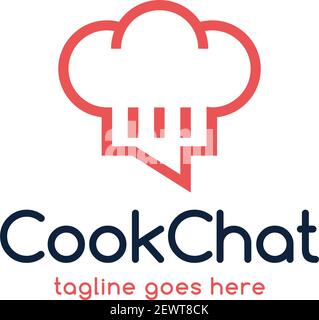 Circle color cook chef chat logo design. Chef Chat logo template, vector illustration Stock Vector