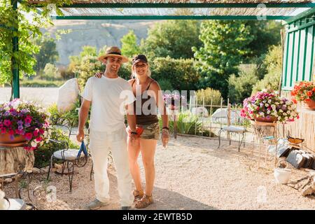 A couple of gardeners Working at Nursery Stock Photo