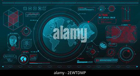 A set of thin elements on the topic of Planetary Search. Stock Vector