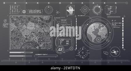 A set of thin elements on the topic of Geo Location. Stock Vector