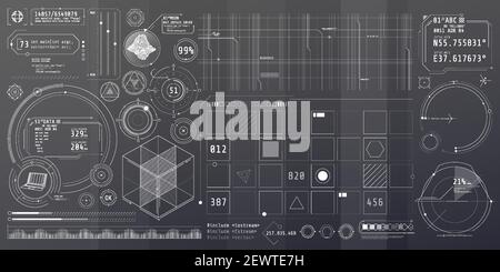 A set of thin elements on the topic of Data Control. Stock Vector