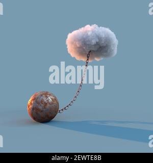 a cloud chained to a weight Stock Photo