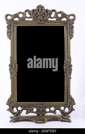 Antique blank photo frame with isolated black interior Stock Photo