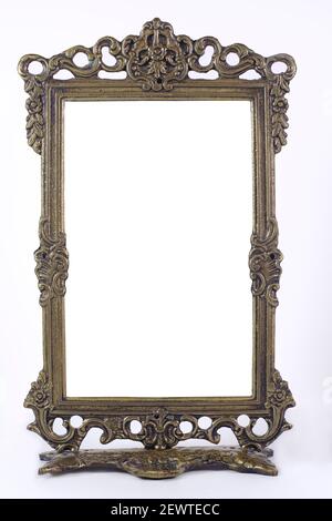 Antique blank photo frame with isolated white interior Stock Photo