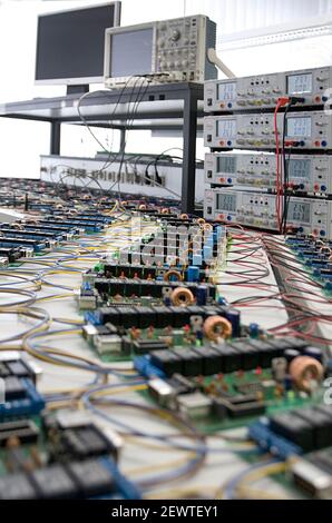 Test installation for devices in an electronic laboratory Stock Photo