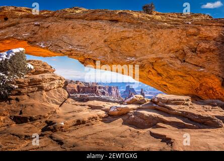 The famous Mesa Arch in the Arches National Park, Utah Stock Photo