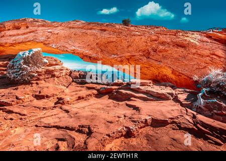 The famous Mesa Arch in the Arches National Park, Utah Stock Photo