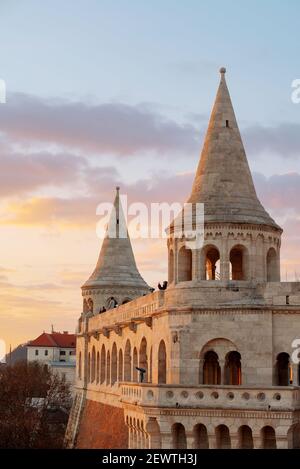 Fishermans bastion in Budapest hungary. A part of Buda royal castle. Amazing view from here of the Budapest downtown Stock Photo