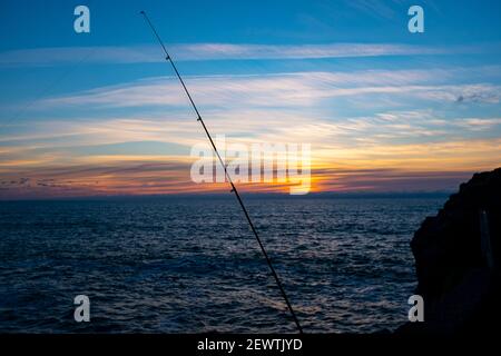 Fishing near, Biarritz, France. Maire de Cambo les Bains, Biarritz, France. Stock Photo