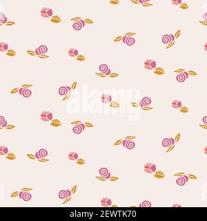 scattered pink roses seamless vector pattern Stock Vector