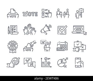 Simple Set of Voting Related Vector Icons. Stock Vector