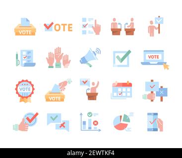 Colorful simple Set of Voting Related Vector Icons Stock Vector