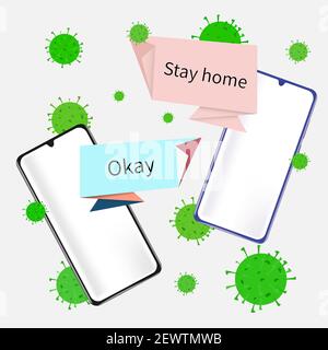 Two phones on which messaging is carried out. Stock Vector