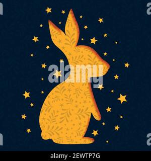 Abstract Easter bunny with ornament and elements - Vector illustration Stock Vector