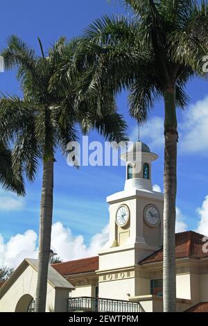Clock tower on top of a building in Boca Raton, FL, USA Stock Photo