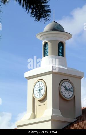 Clock tower on top of a building in Boca Raton, FL, USA Stock Photo