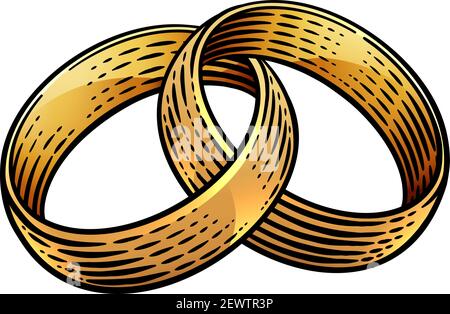 Wedding Ring Bands Vintage Woodcut Illustration Stock Vector