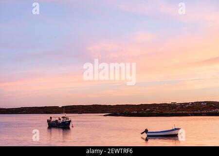 A beautiful sunset over Baltimore Harbour Roaringwater Bay,in West Cork, Ireland on the Wild Atlantic Way. Stock Photo