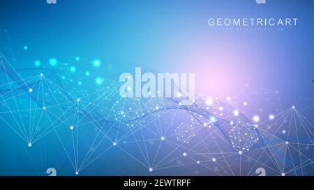 Technology background with plexus effect. Big data concept. Binary ...