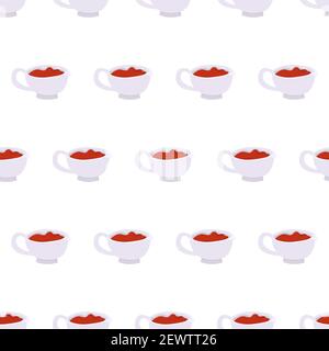 Cartoon seamless pattern for paper design with sauceboat with ketchup. Colorful background. Stock Vector