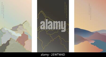 Abstract contemporary mountains in different style Stock Vector