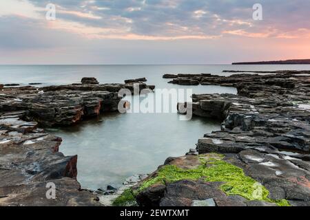 The beautiful and interesting coastline at Clahane near Liscannor in County Clare, Ireland which is on the Wild Atlantic Way. Stock Photo
