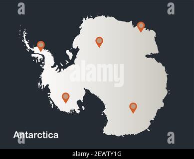 Antarctica map, Infographics flat design colors snow white vector Stock Vector