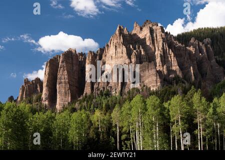 High Mesa Pinnacles are in the Cimarron Valley located within Uncompahgre National Forest, Colorado. Stock Photo