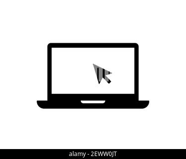 Laptop vector icon. Computer with click mouse pointer symbol isolated on white background Vector EPS 10 Stock Vector