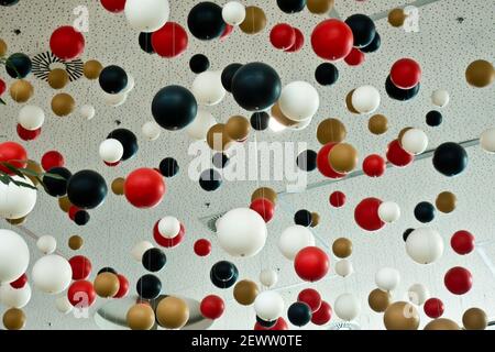 abstract pattern of spheres of various colors and sizes Stock Photo
